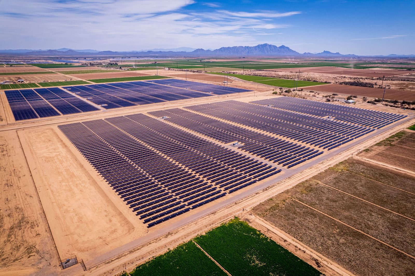 Aerial view of an Arizona solar farm