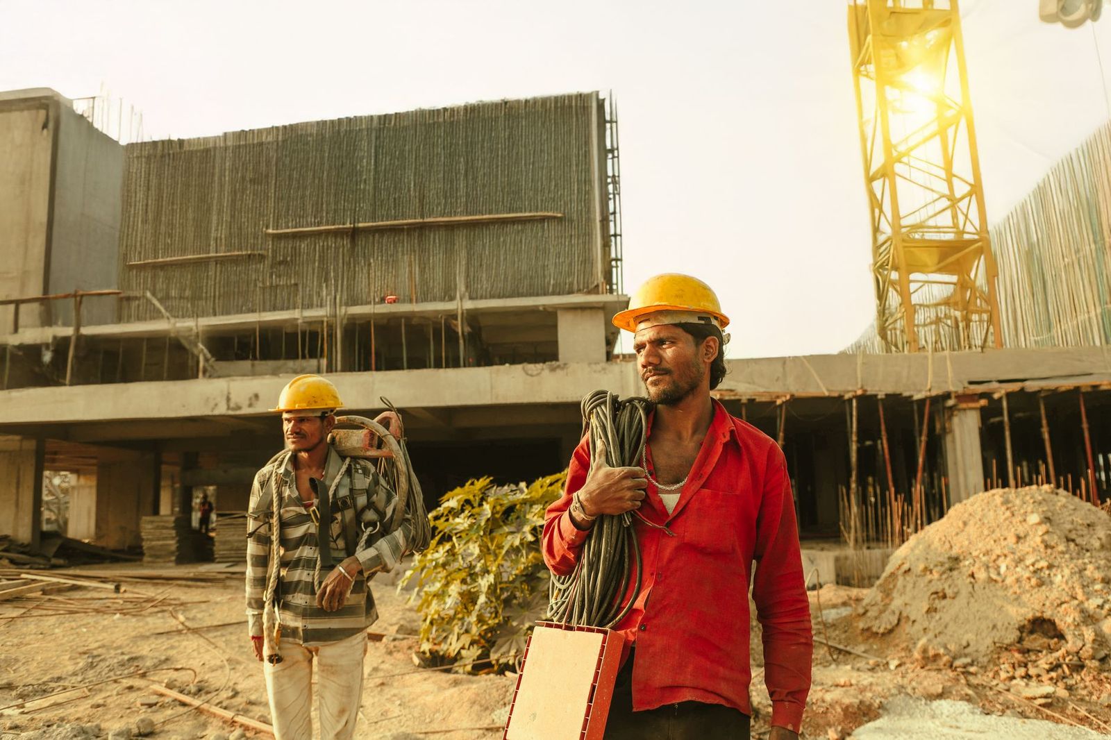 Construction worker in a hard hat at a jobsite