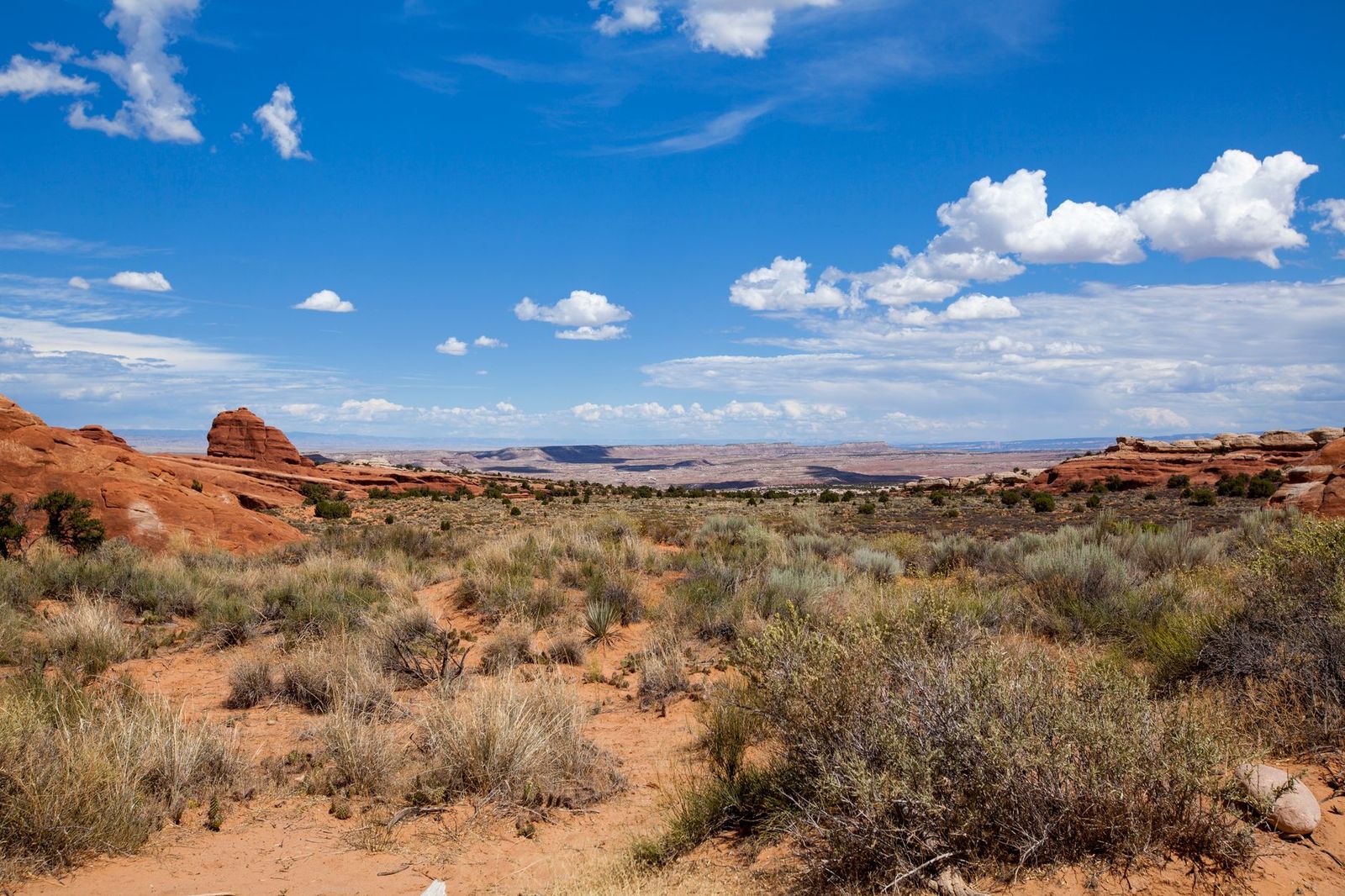 Utah desert scrubland under blue sky